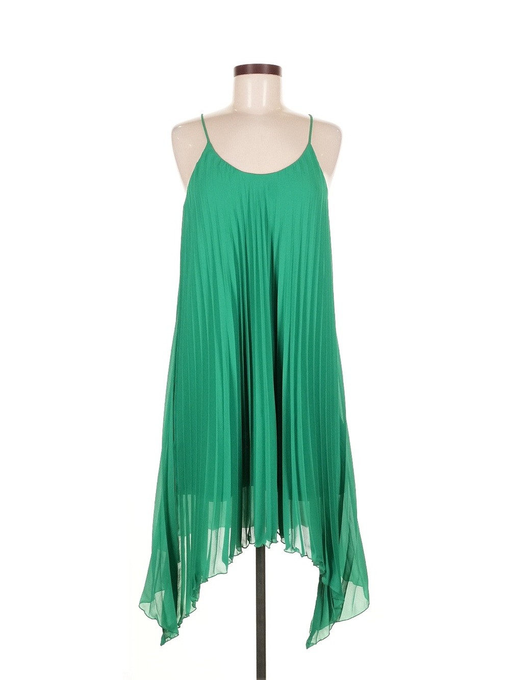 H&M High-Low Emerald Green Pleated Halter Neckline Dress | Size 6 | Like new